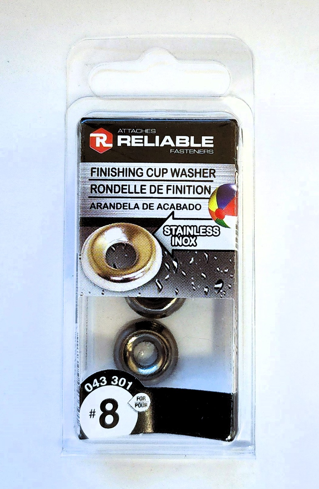 Main 2 - #8 FINISHING CUP WASHER - STAINLESS (10 PACK) -