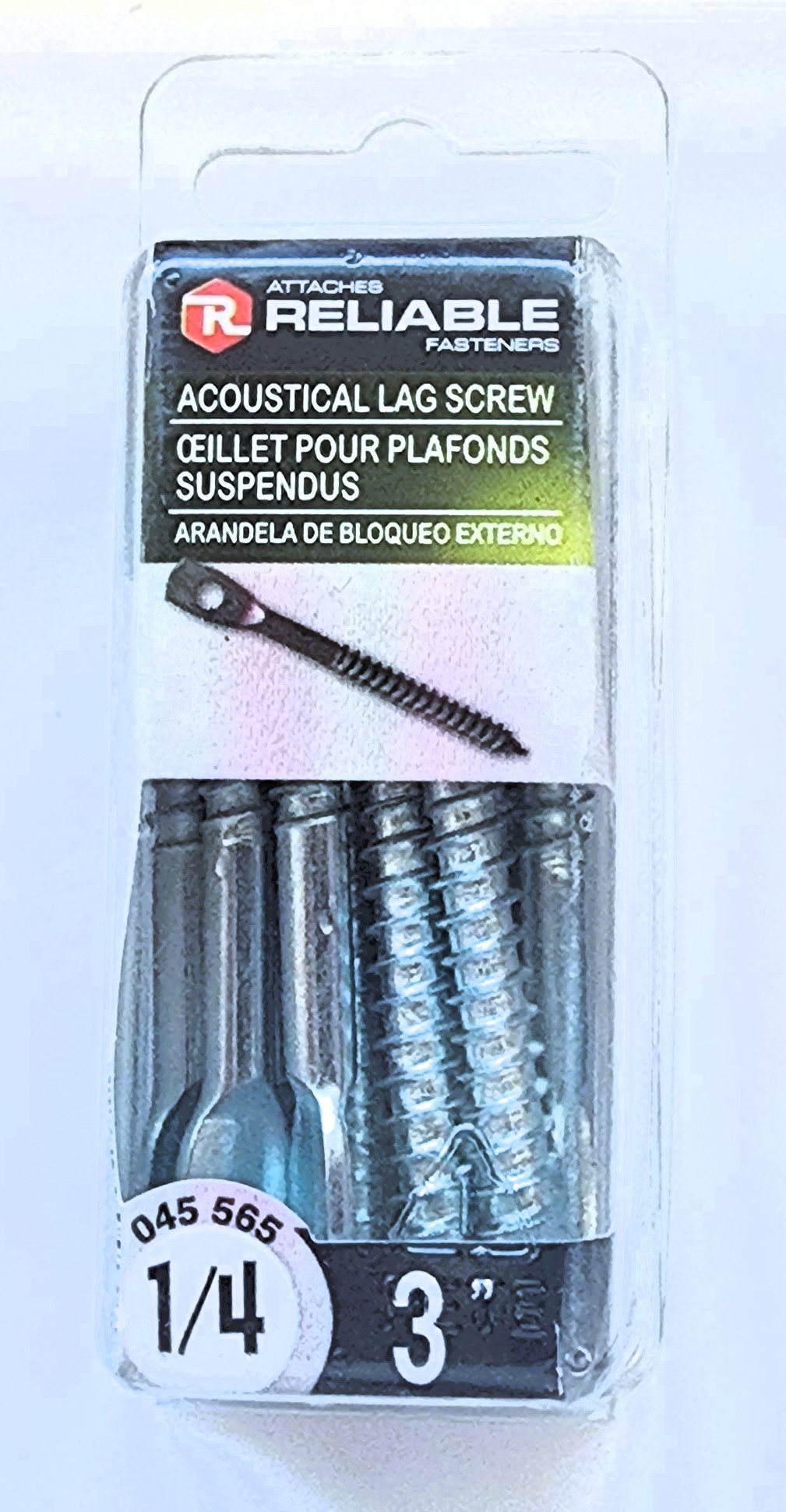 Main 2 - 3" - 1/4" ACOUSTICAL LAG SCREW - ZINC-COATED (15 PACK) -
