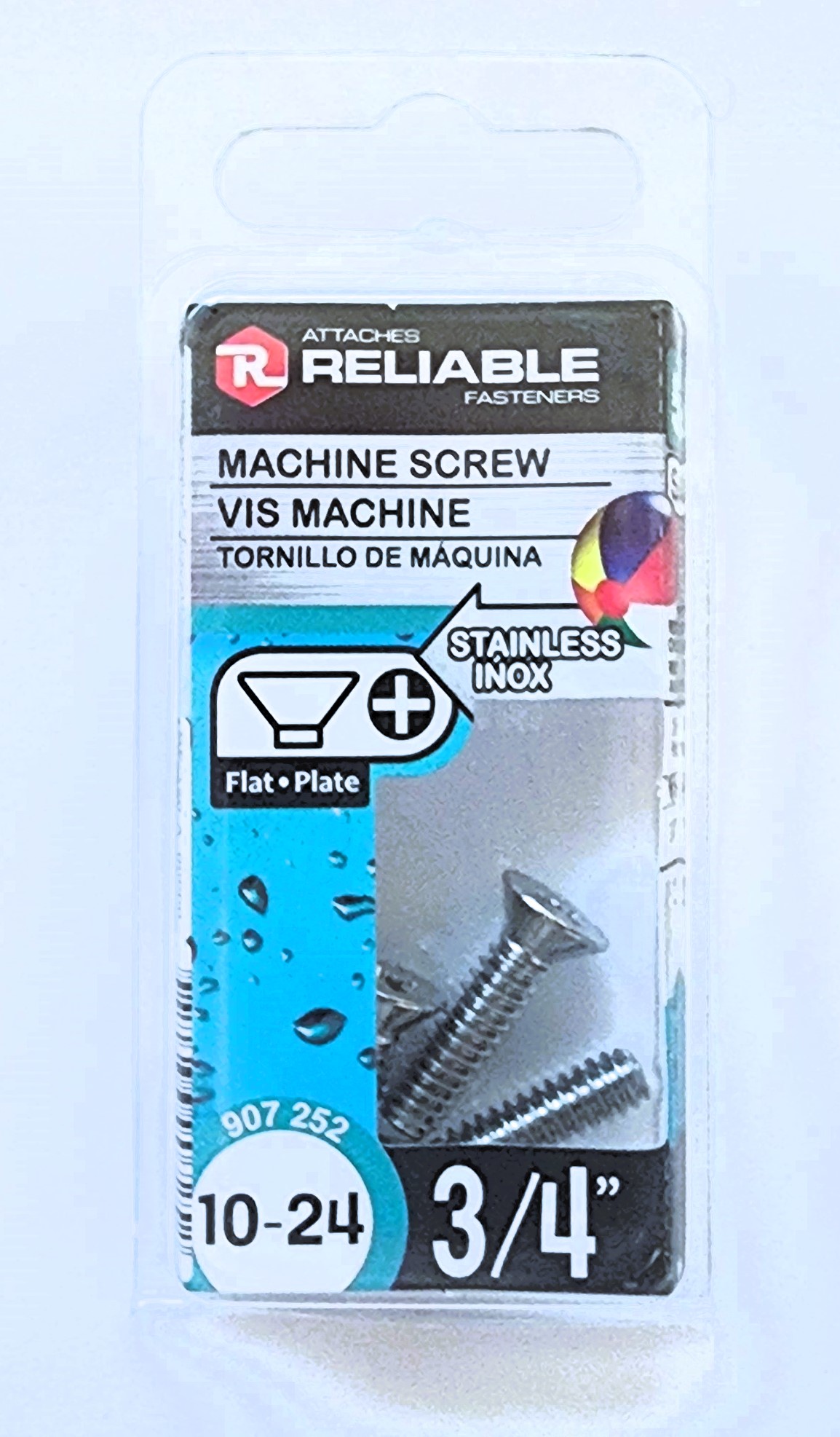 Main 2 - 3/4" 10-24 FLAT-HEAD MACHINE SCREW - STAINLESS (5 PACK) -