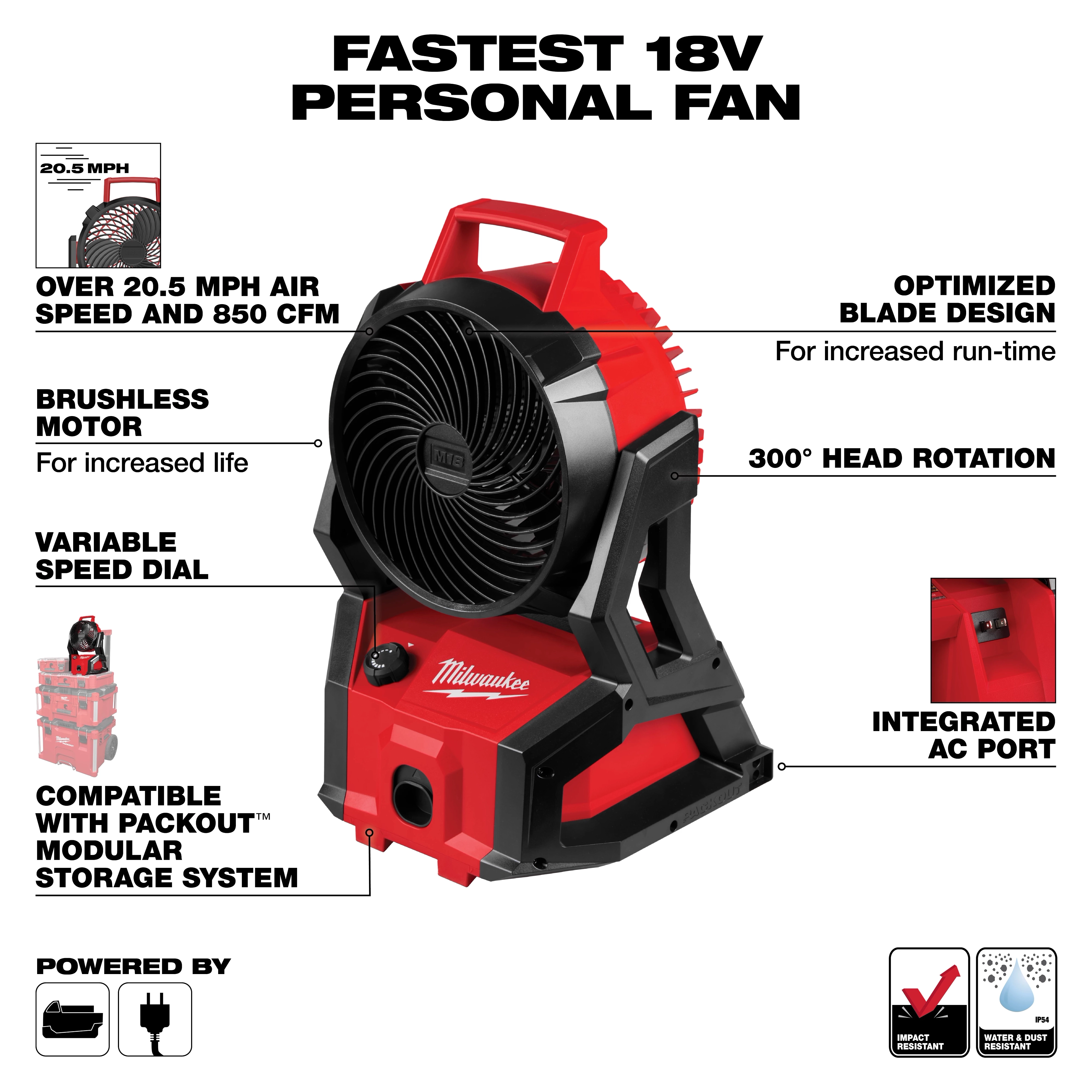 Main 2 - MILWAUKEE M18 BRUSHLESS PACKOUT FAN -