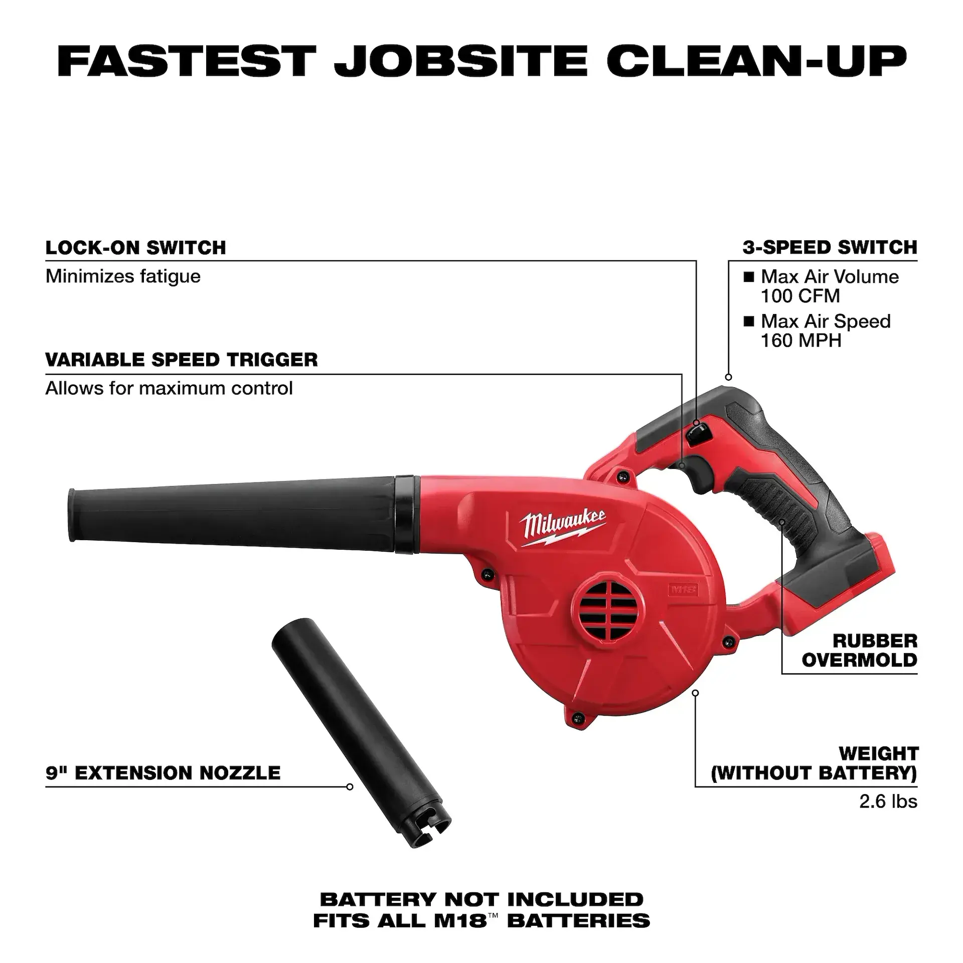 Main 3 - MILWAUKEE M18 COMPACT BLOWER (TOOL ONLY) -