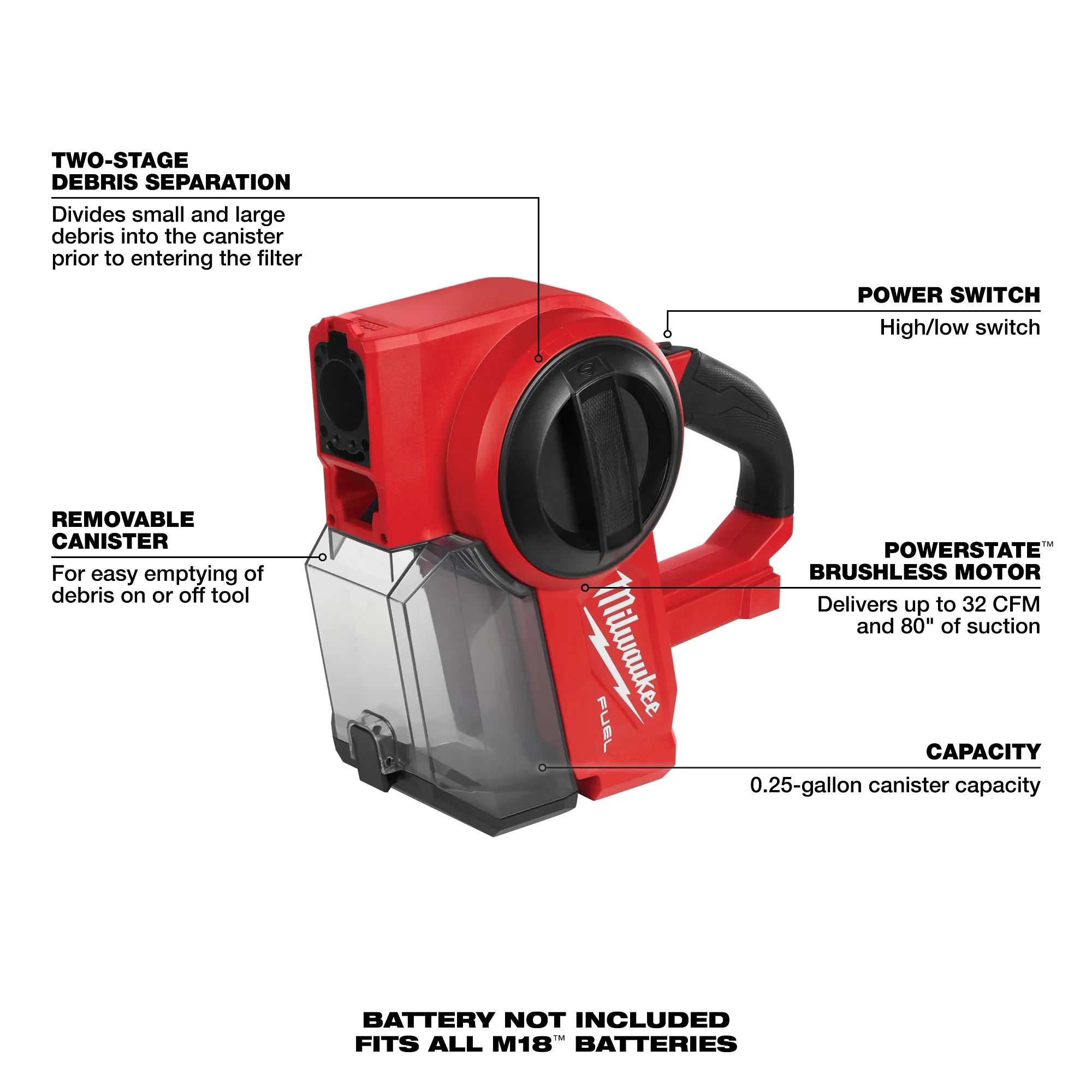 Main 3 - MILWAUKEE M18 FUEL COMPACT CORDLESS VACUUM -