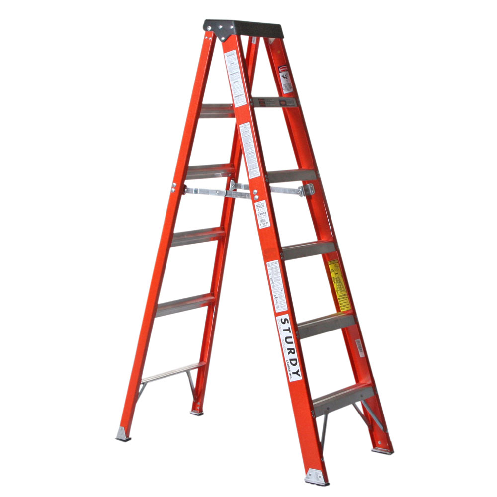 STURDY 8' EXTRA HEAVY-DUTY FIBREGLASS STEPLADDER - Kilrich Building Centres