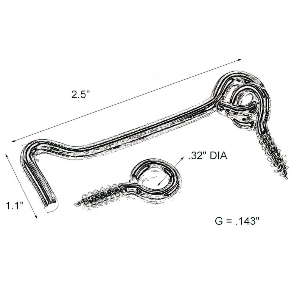 Main 2 - 2-1/2" GATE HOOK & EYE - ZINC-COATED -