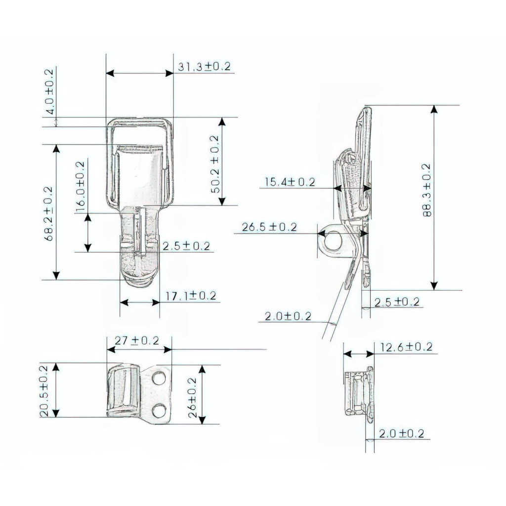Main 2 - 3-3/8" LOCKABLE DRAWER CATCH - ZINC-COATED -