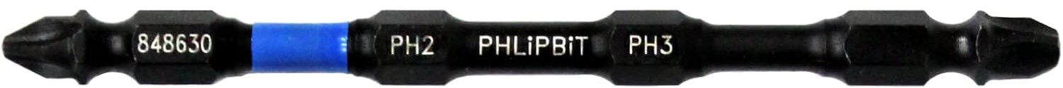 PHLiPBiT 4" #2 PHILLIPS & #3 PHILLIPS REVERSIBLE BIT (BLUE / BARE) - Kilrich Building Centres