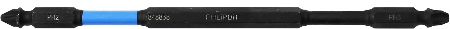 PHLiPBiT 6" #2 PHILLIPS & #3 PHILLIPS REVERSIBLE BIT (BLUE / BARE) - Kilrich Building Centres
