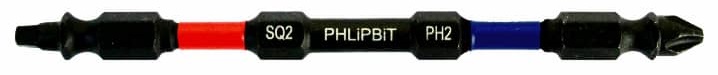 PHLiPBiT 6" #2 PHILLIPS & #2 ROBERTSON REVERSIBLE BIT (RED / BLUE) - Kilrich Building Centres