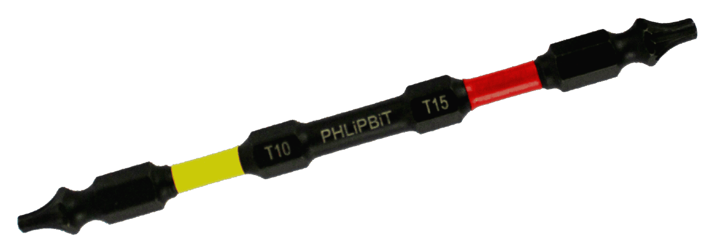 PHLiPBiT 4" T10 & T15 TORX REVERSIBLE BIT (YELLOW / ORANGE) - Kilrich Building Centres