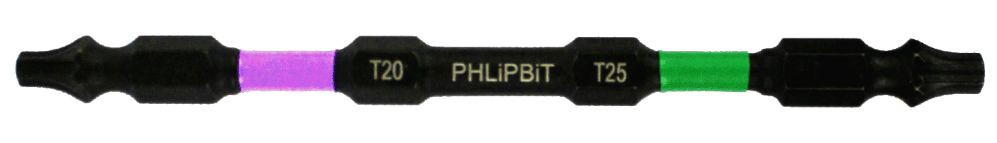 PHLiPBiT 4" T20 & T25 TORX REVERSIBLE BIT (PURPLE / GREEN) - Kilrich Building Centres