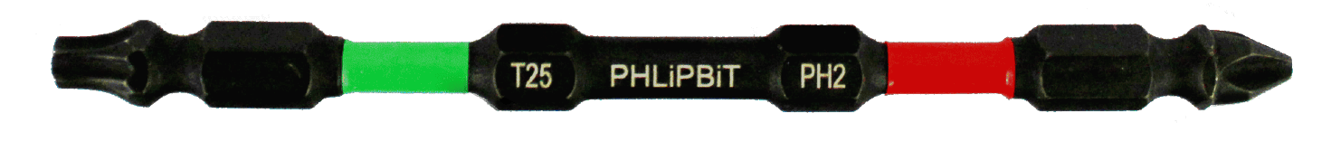 PHLiPBiT 4" T25 TORX & #2 PHILLIPS REVERSIBLE BIT (PURPLE / GREEN) - Kilrich Building Centres
