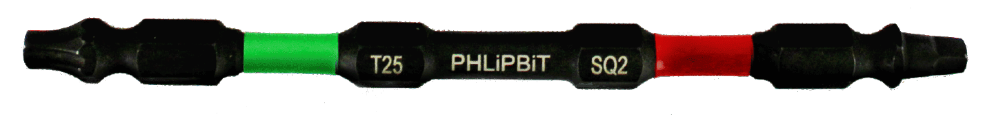 PHLiPBiT 4" T25 TORX & #2 ROBERTSON REVERSIBLE BIT (GREEN / RED) - Kilrich Building Centres