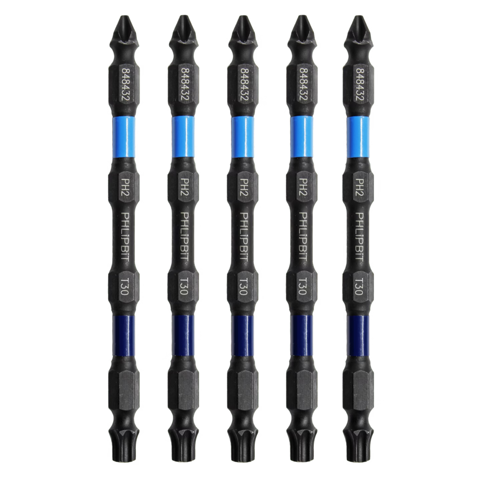 PHLiPBiT 4" T30 TORX & #2 PHILLIPS REVERSIBLE BIT (BLUE / NAVY) - Kilrich Building Centres