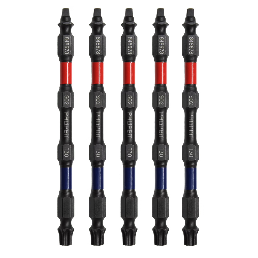 PHLiPBiT 4" T30 TORX & #2 ROBERTSON REVERSIBLE BIT (RED / NAVY) - Kilrich Building Centres