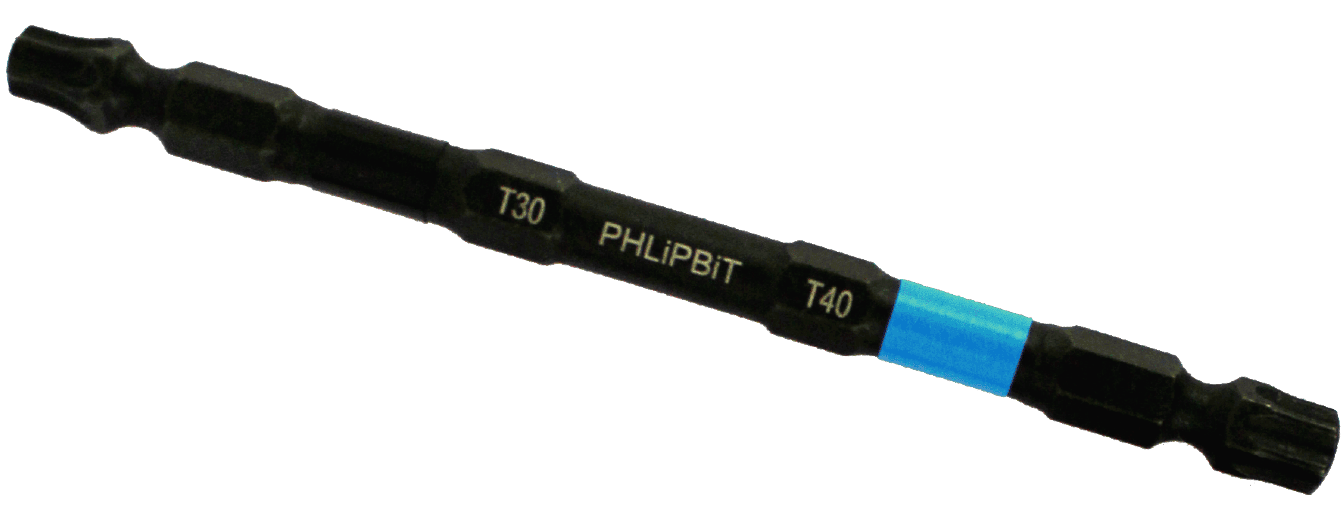 PHLiPBiT 4" T30 & T40 TORX REVERSIBLE BIT (BLACK / BLUE) - Kilrich Building Centres