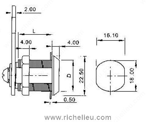 Main 3 - RICHELIEU 5/8" CAM LOCK - CHROME -