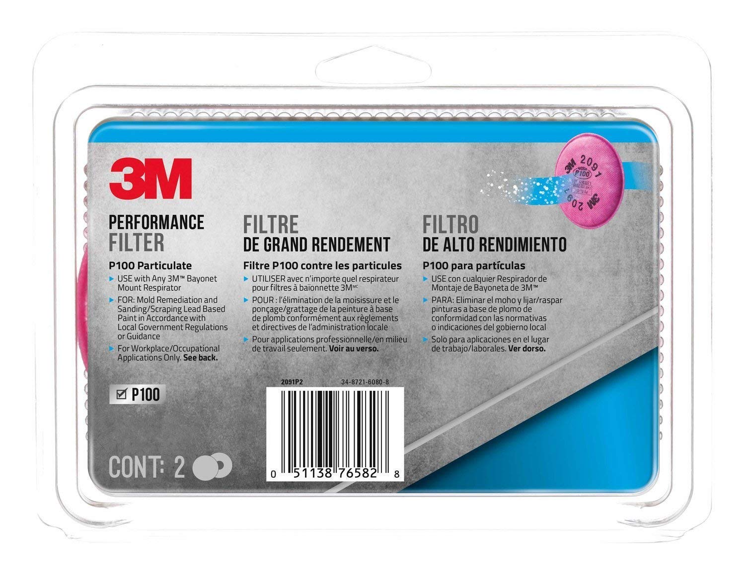 Main 2 - 3M P100 CIRCULAR PARTICULATE FILTER (2 PAIRS PER PACK) -