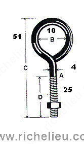 Main 2 - 2" - 3/16" EYE-BOLT w/ NUT - ZINC-COATED -