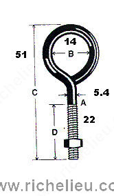 Main 2 - 2" - 1/4" EYE-BOLT w/ NUT - ZINC-COATED -