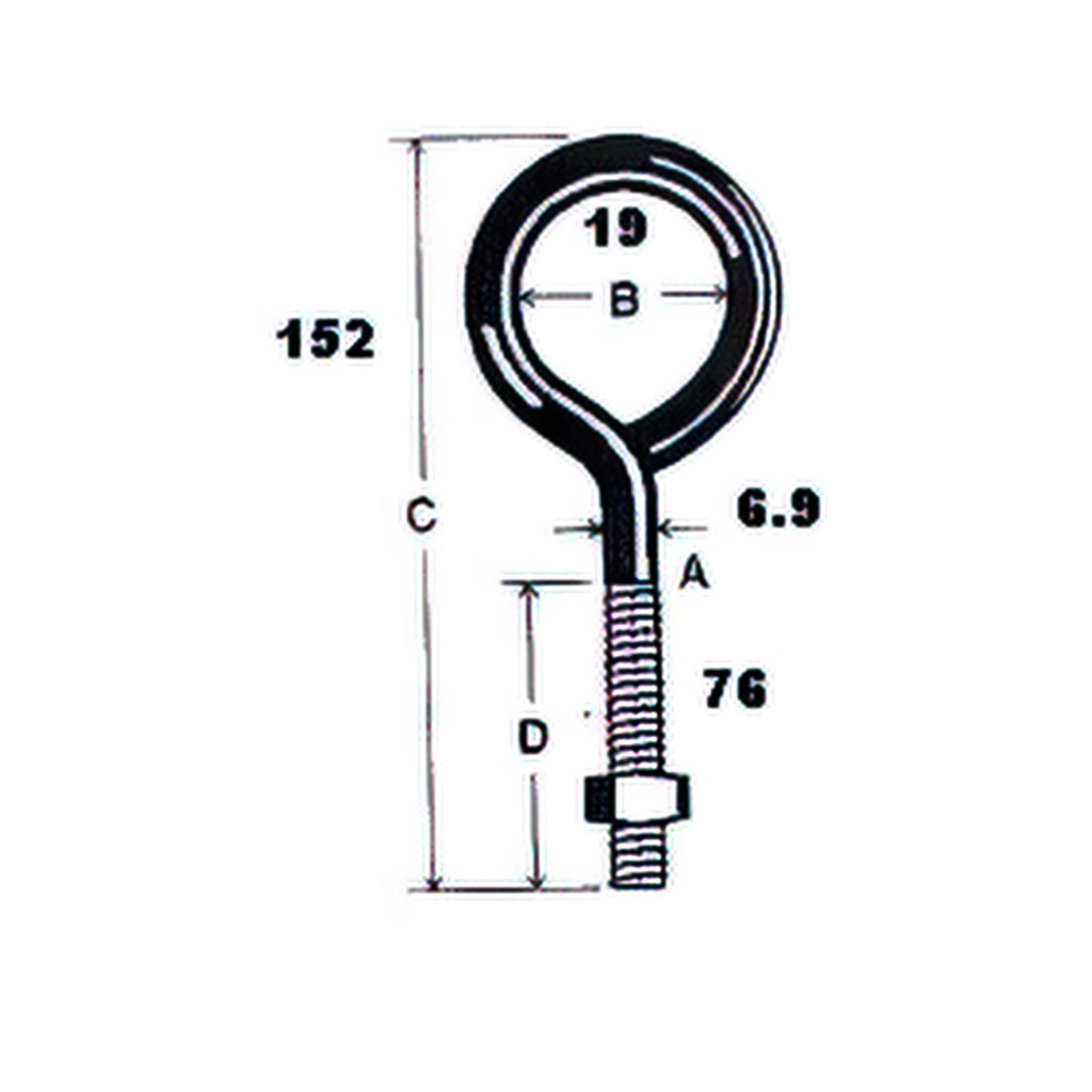 Main 2 - 6" - 5/16" EYE-BOLT w/ NUT - ZINC-COATED -