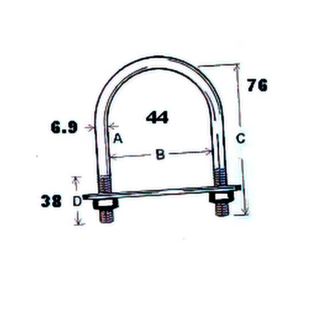 Main 3 - 3" x 1-47/64" - 5/16" U-BOLT w/ PLATE & HEX. NUT - ZINC-COATED -