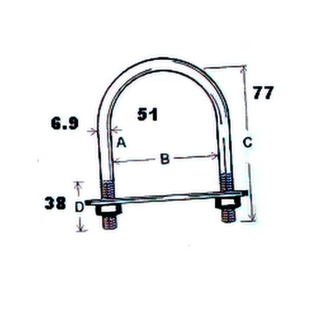 Main 3 - 3-1/16" x 2-1/64" - 5/16" U-BOLT w/ PLATE & HEX. NUT - ZINC-COATED -