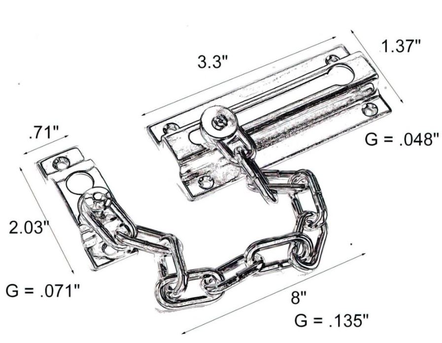 Main 2 - 3-1/2" CHAIN DOOR GUARD - ANTIQUE NICKEL -