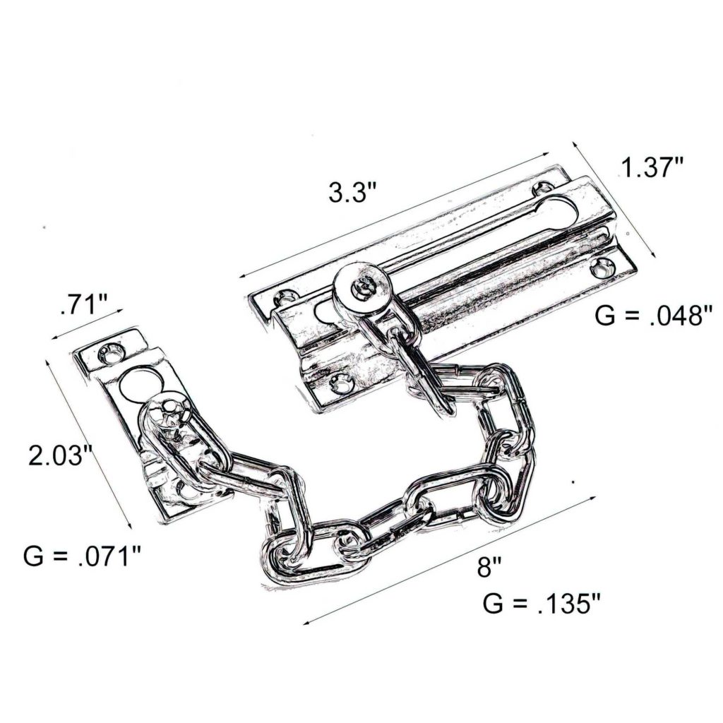 Main 2 - 3-1/2" CHAIN DOOR GUARD - SATIN NICKEL -
