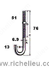 Main 3 - 3" - 5/16" J-BOLT w/ NUT - ZINC-COATED -