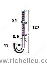 Main 3 - 5" - 5/16" J-BOLT w/ NUT - ZINC-COATED -
