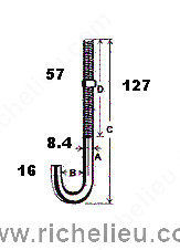Main 3 - 5" - 3/8" J-BOLT w/ NUT - ZINC-COATED -
