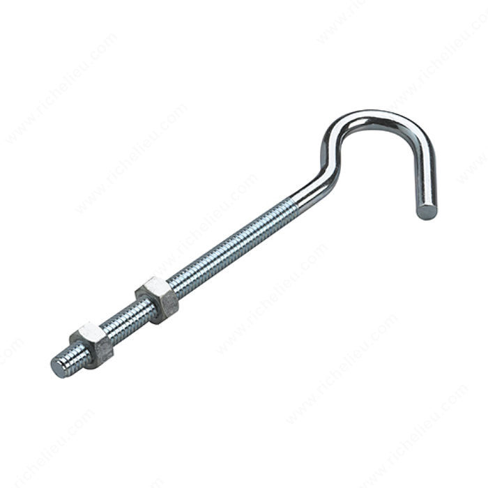 6" CLOTHESLINE HOOK w/ NUTS - ZINC-COATED - Kilrich Building Centres