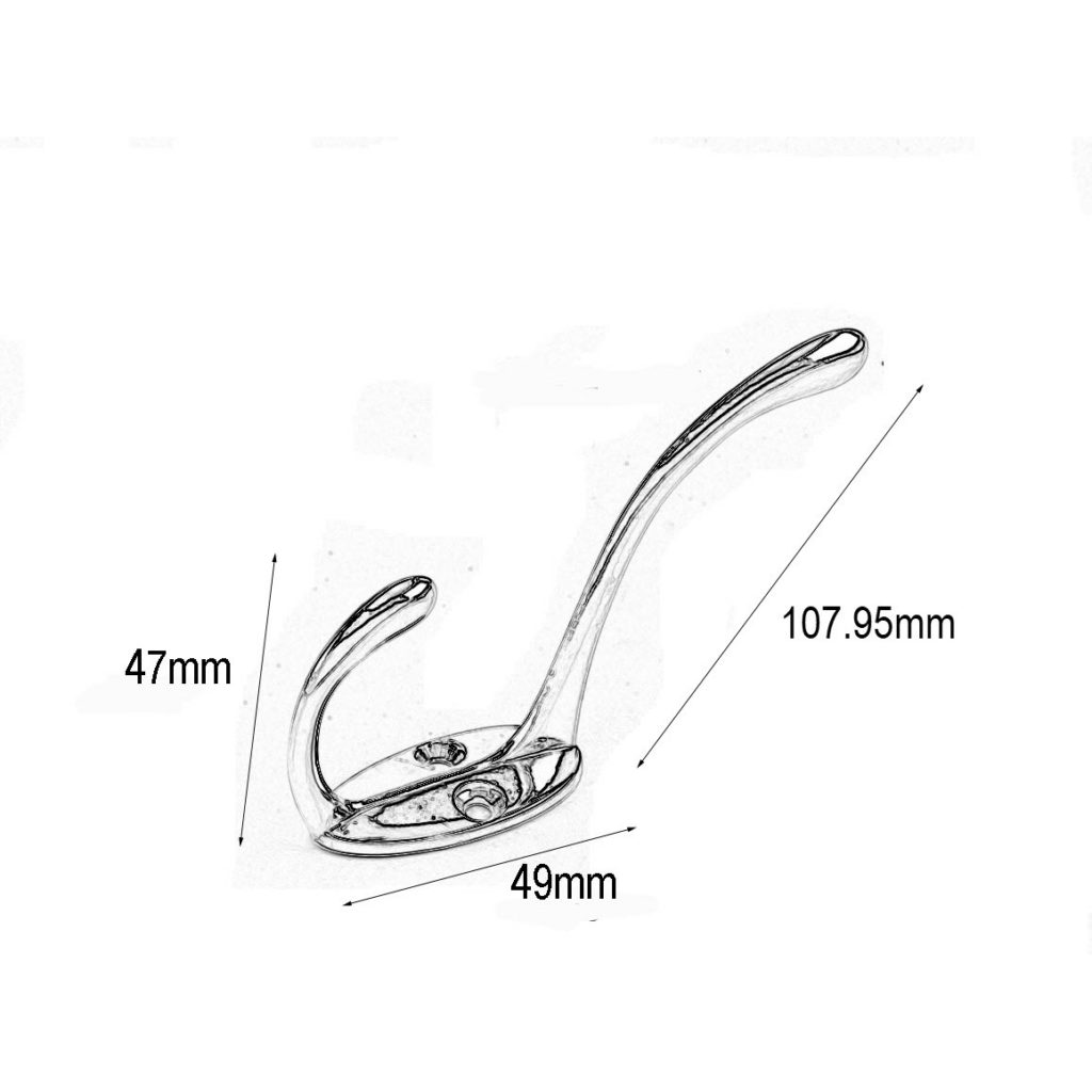 Main 2 - 5" LIGHT DUTY COAT HOOK - CHROME -