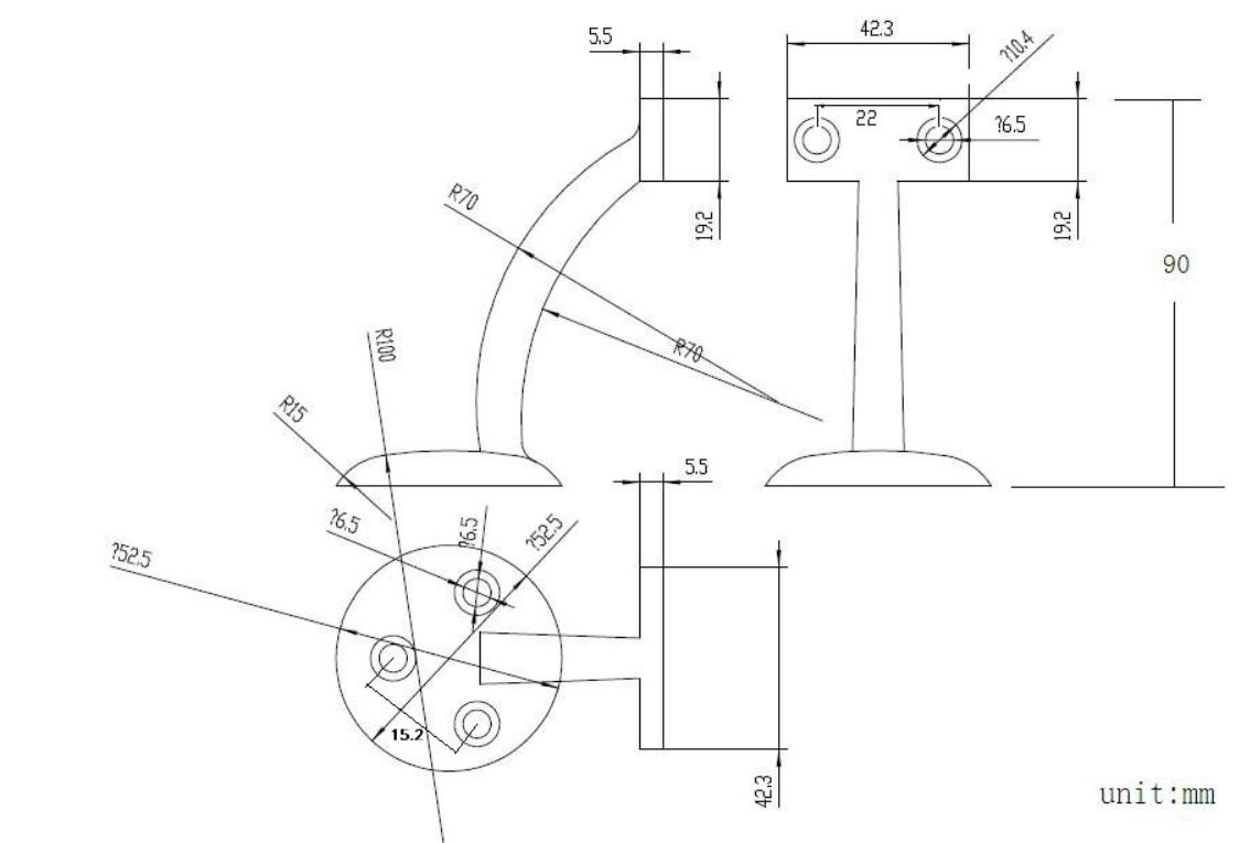 Main 2 - 3-5/32" HANDRAIL BRACKET - ANTIQUE NICKEL -