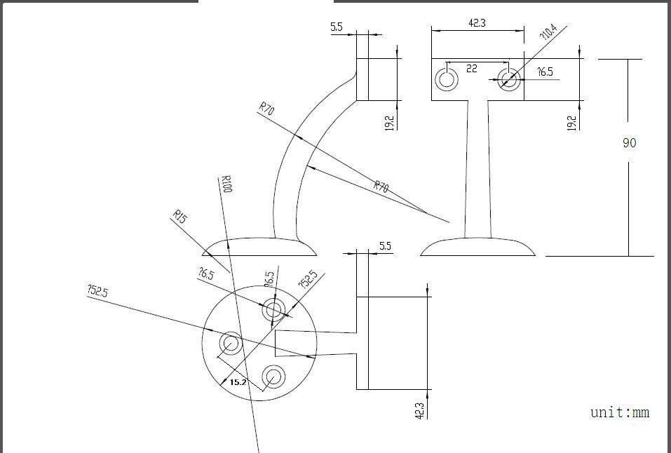 Main 3 - 3-5/32" HANDRAIL BRACKET - MATTE BLACK -