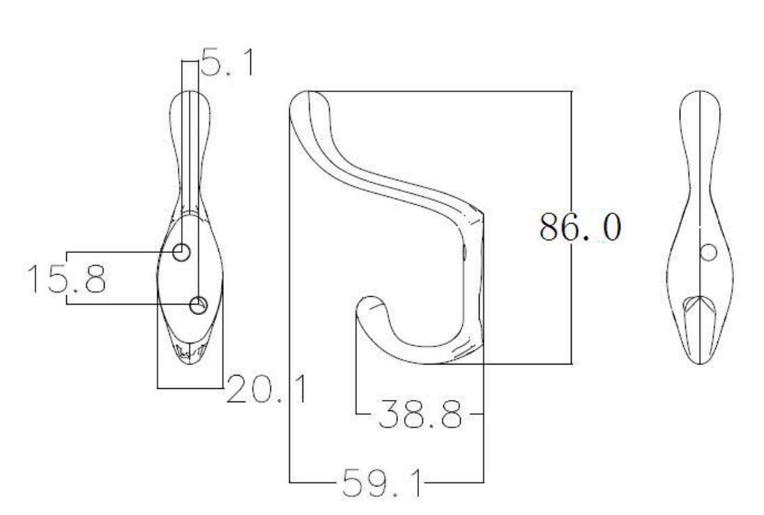 Main 2 - 3-1/2" HEAVY-DUTY COAT HOOK - BRUSHED NICKEL -