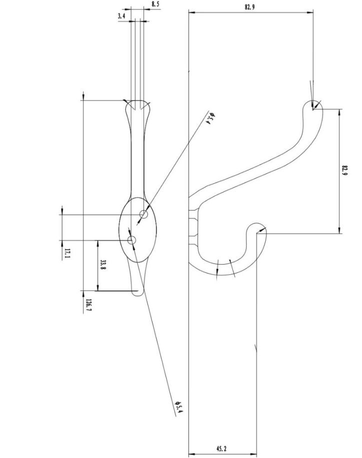 Main 2 - 5-1/2" HEAVY-DUTY COAT HOOK - ANTIQUE NICKEL -