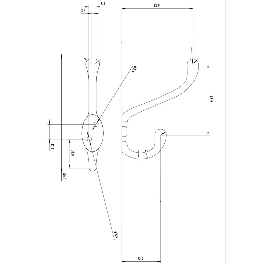 Main 2 - 5-1/2" HEAVY-DUTY COAT HOOK - BRUSHED NICKEL -