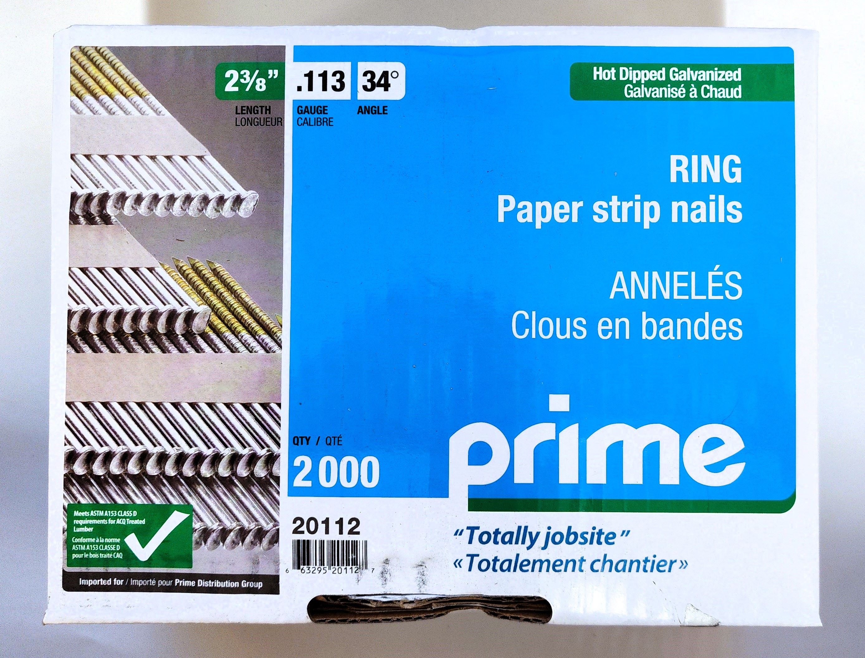 Main 2 - 2-3/8" KILRICH 30-34° GALVANIZED RING-SHANK STRIP NAILS (2000 PACK) -