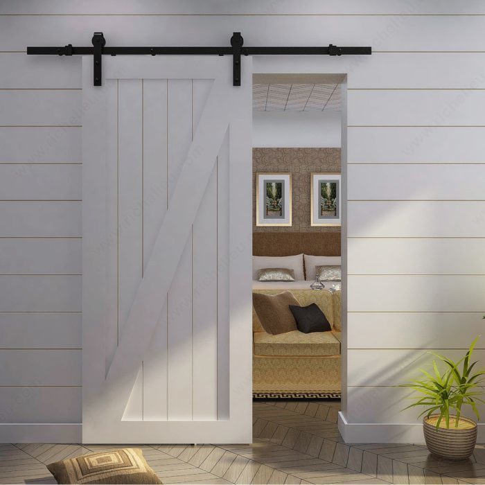 RUSTIC BARN DOOR KIT-BENT STRAP
STYLE-MATTE BLACK 78-3/4" - Kilrich Building Centres