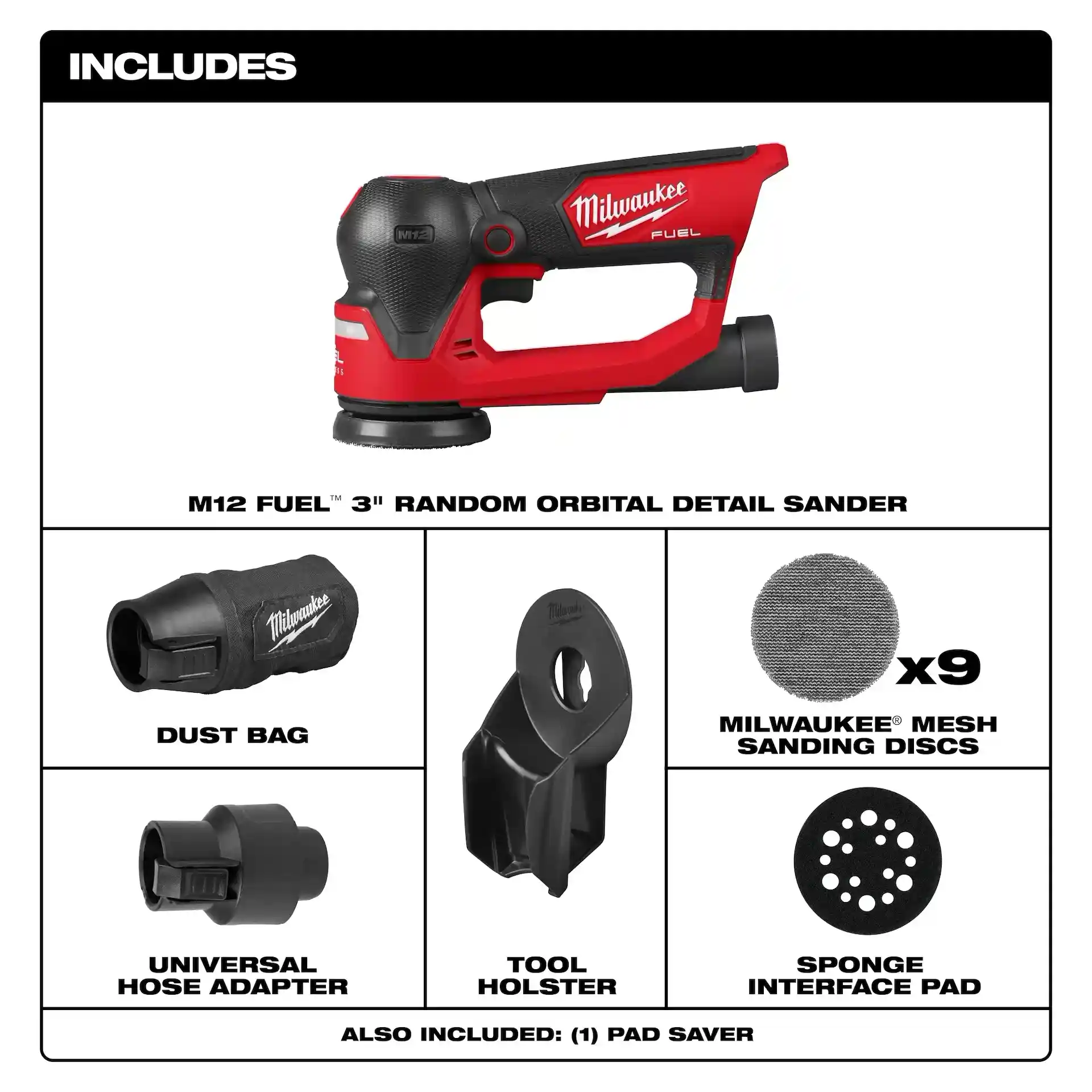 Main 3 - MILWAUKEE M12 FUEL 3" RANDOM ORBITAL DETAIL SANDER -