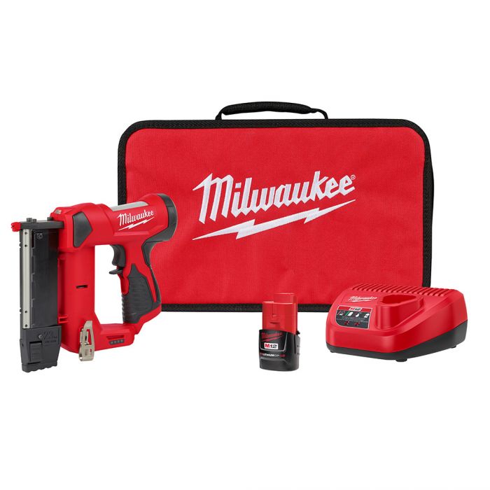 MILWAUKEE M12 23ga CORDLESS PIN NAILER KIT w/ CP1.5 BATTERY PACK & CHARGER - Kilrich Building Centres