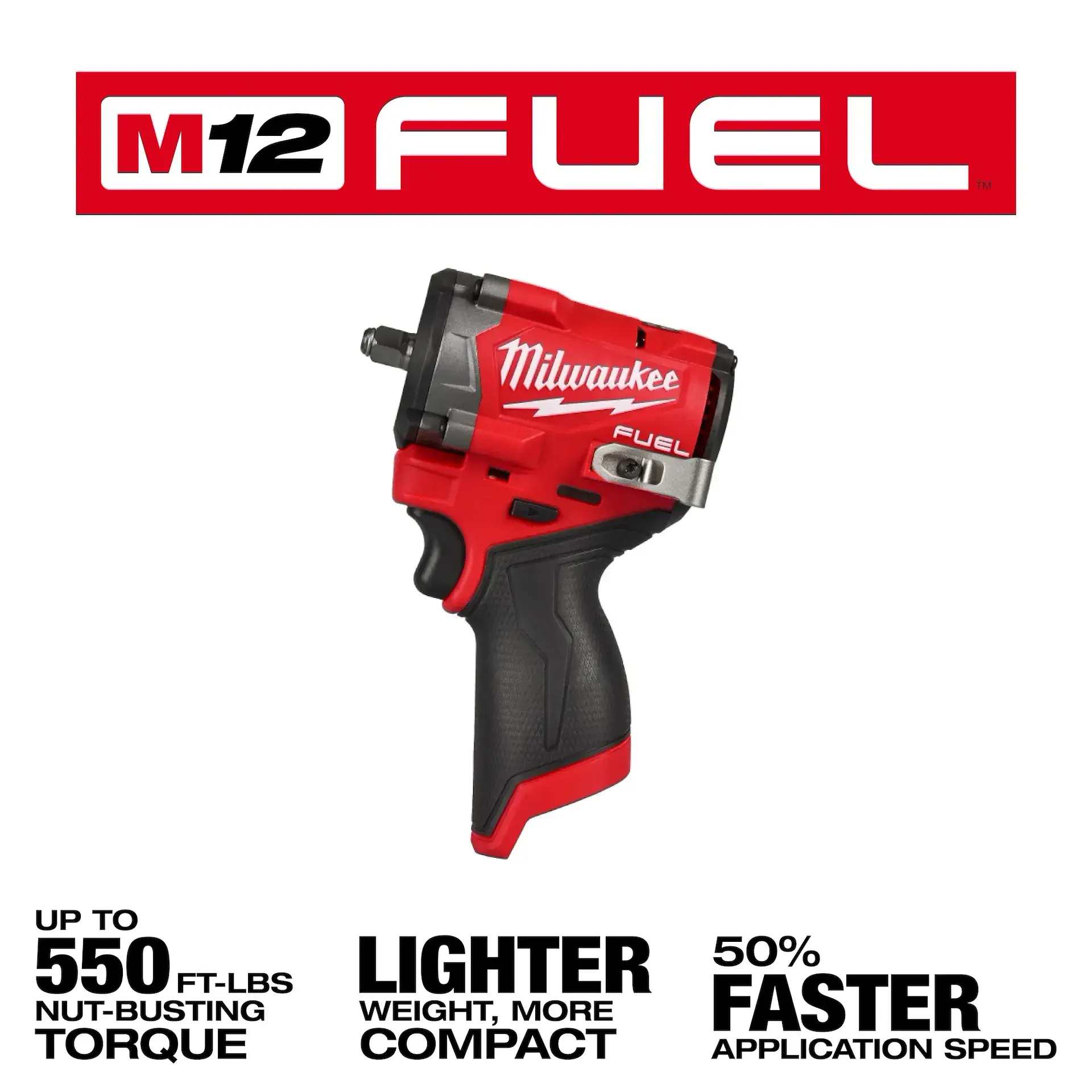 Main 3 - MILWAUKEE M12 FUEL STUBBY 3/8" IMPACT WRENCH (TOOL ONLY) -