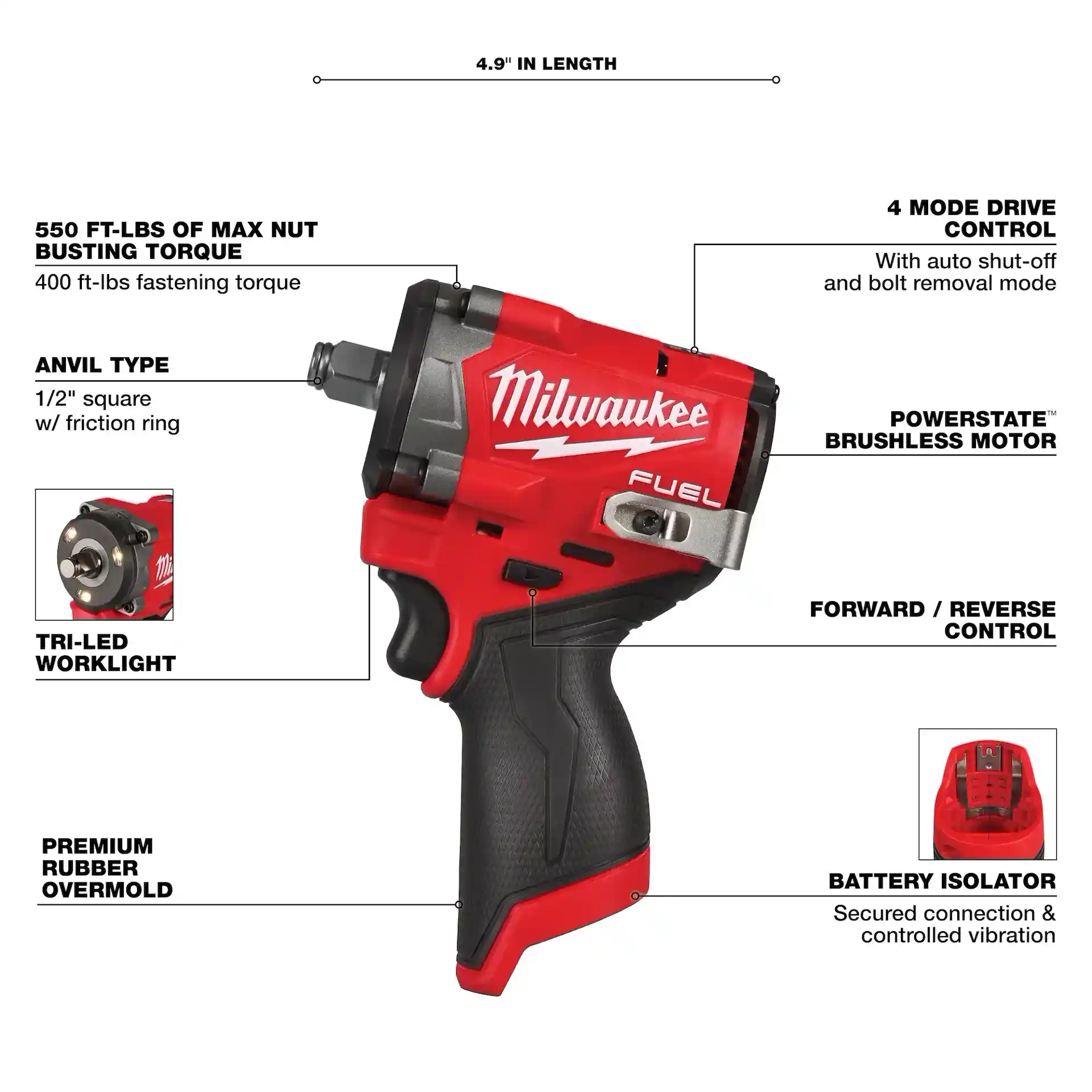 Main 2 - MILWAUKEE M12 FUEL 1/2" STUBBY IMPACT WRENCH (TOOL ONLY) -