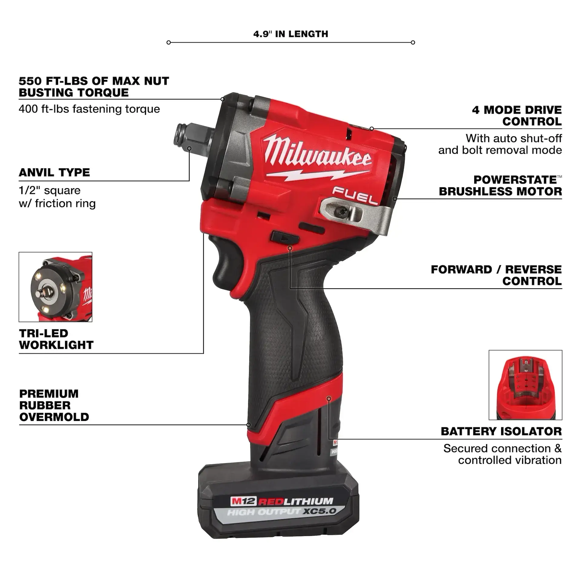 Main 2 - MILWAUKEE M12 FUEL 1/2" STUBBY IMPACT WRENCH KIT w/ 2 BATTERIES, M12 CHARGER & CONTRACTOR BAG -