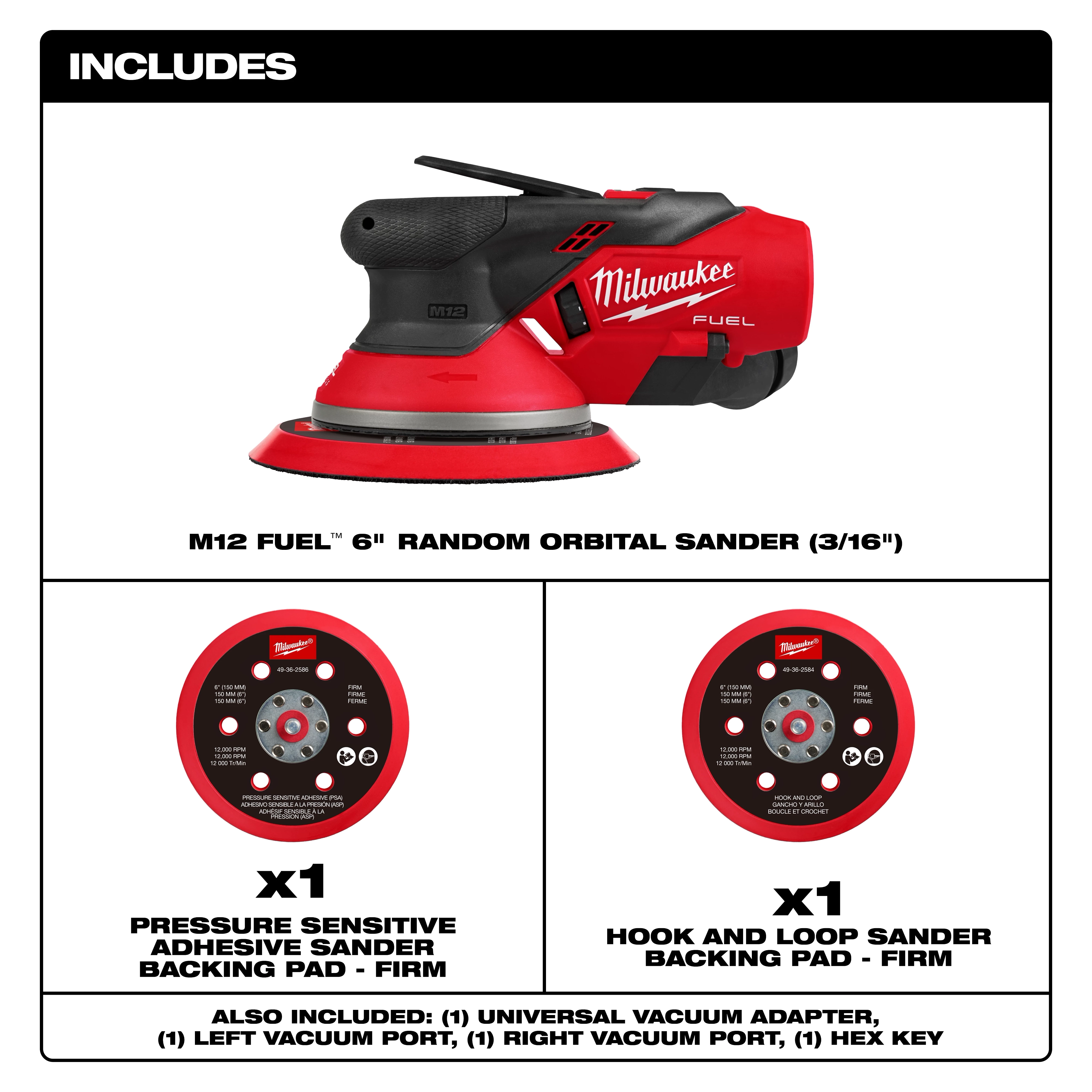 Main 3 - MILWAUKEE M12 FUEL 6" RANDOM ORBITAL SANDER -