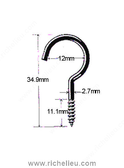 Main 3 - 1-3/8" SCREW HOOK - ZINC-COATED -