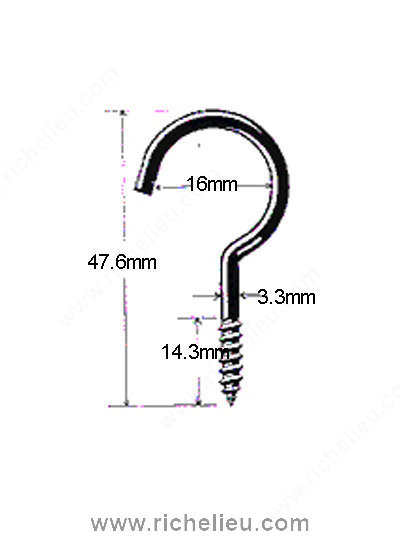 Main 2 - 1-7/8" SCREW HOOK - ZINC-COATED -