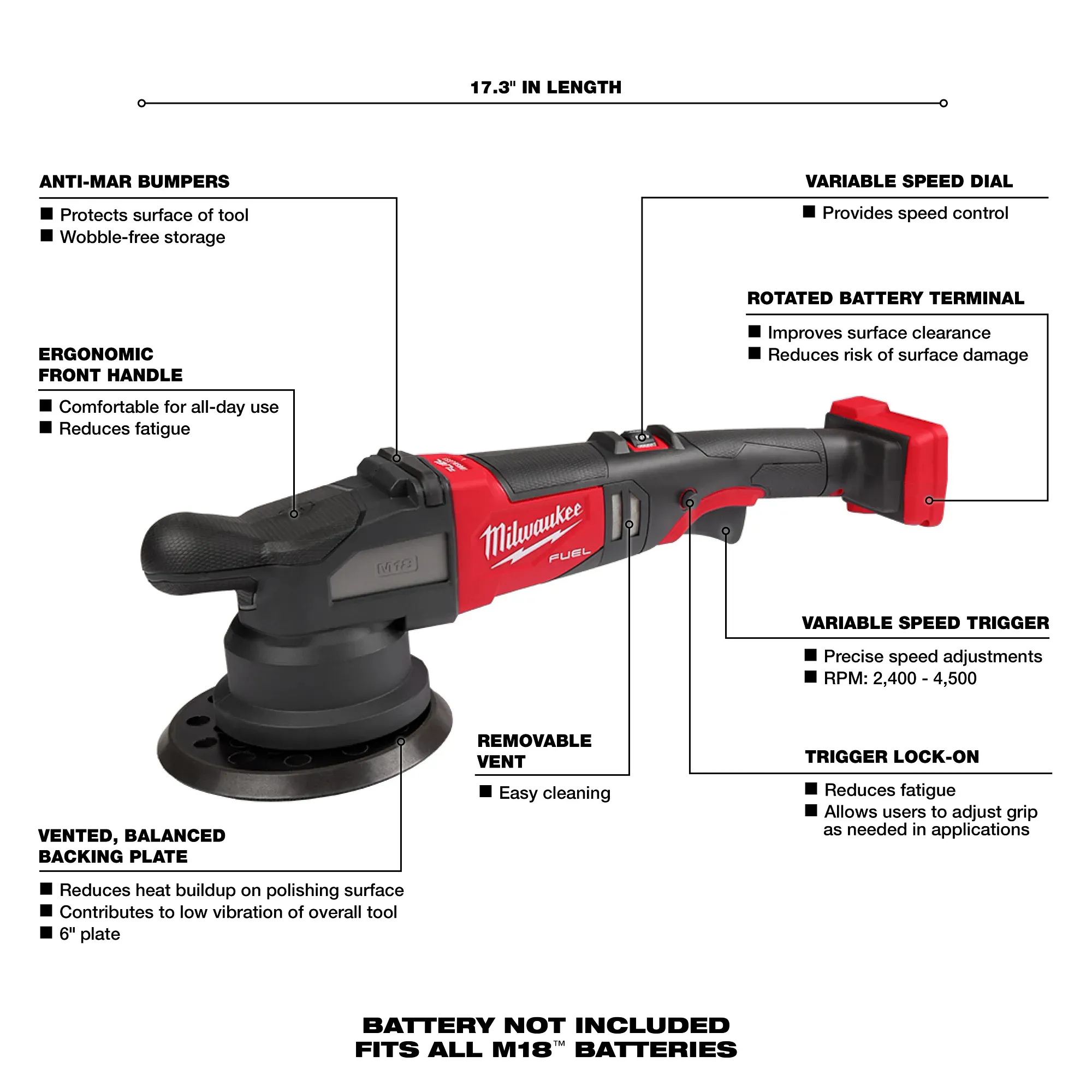 Main 2 - MILWAUKEE M18 FUEL 21mm RANDOM ORBITAL POLISHER -