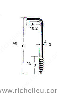 Main 2 - 1-1/2" CORNICE HOOK - ZINC-COATED -
